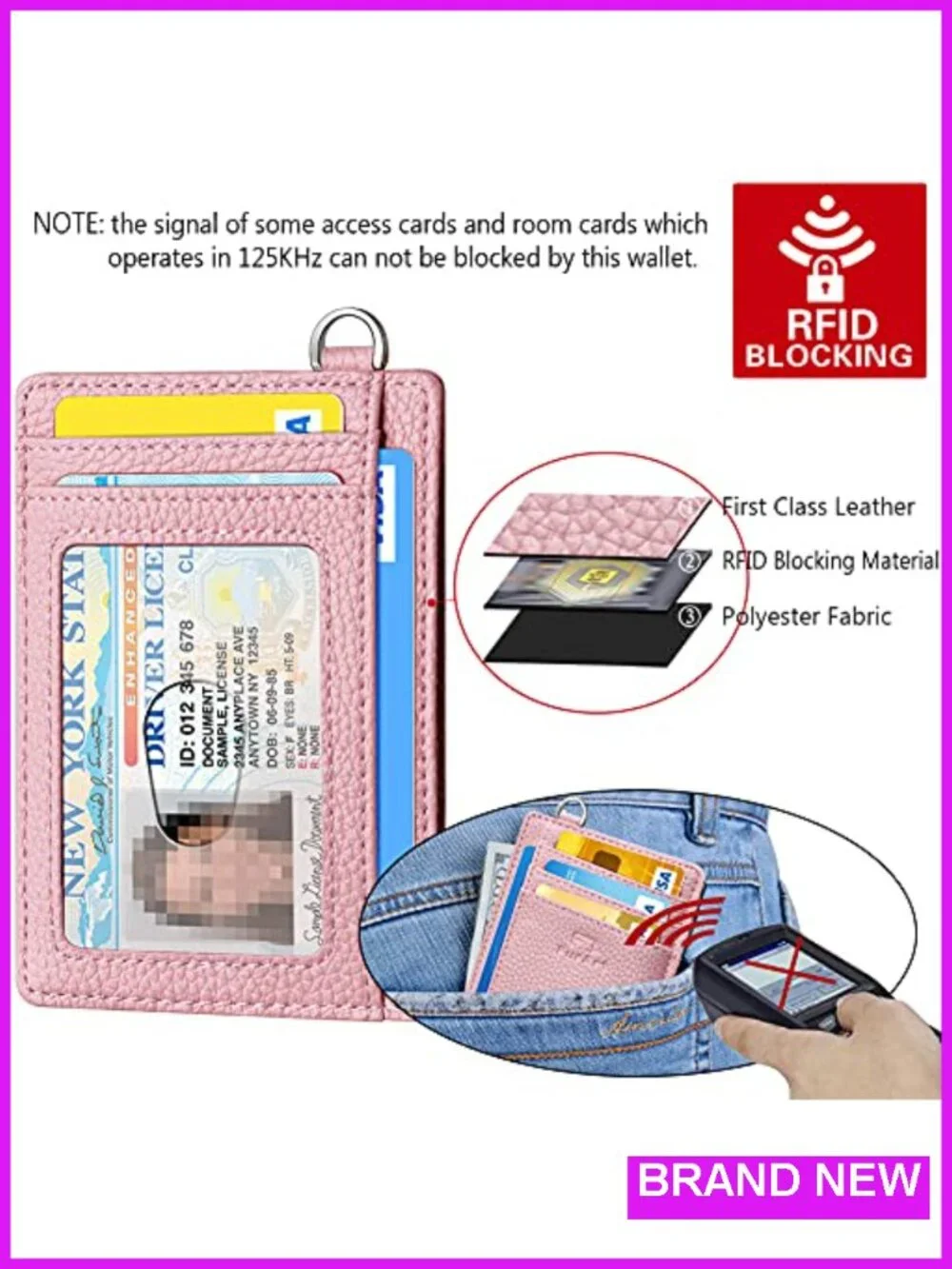 Ultra Slim RFID Blocking Minimalist Wallet with ID Window